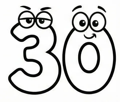 a drawing of a number 30 and 30.webp